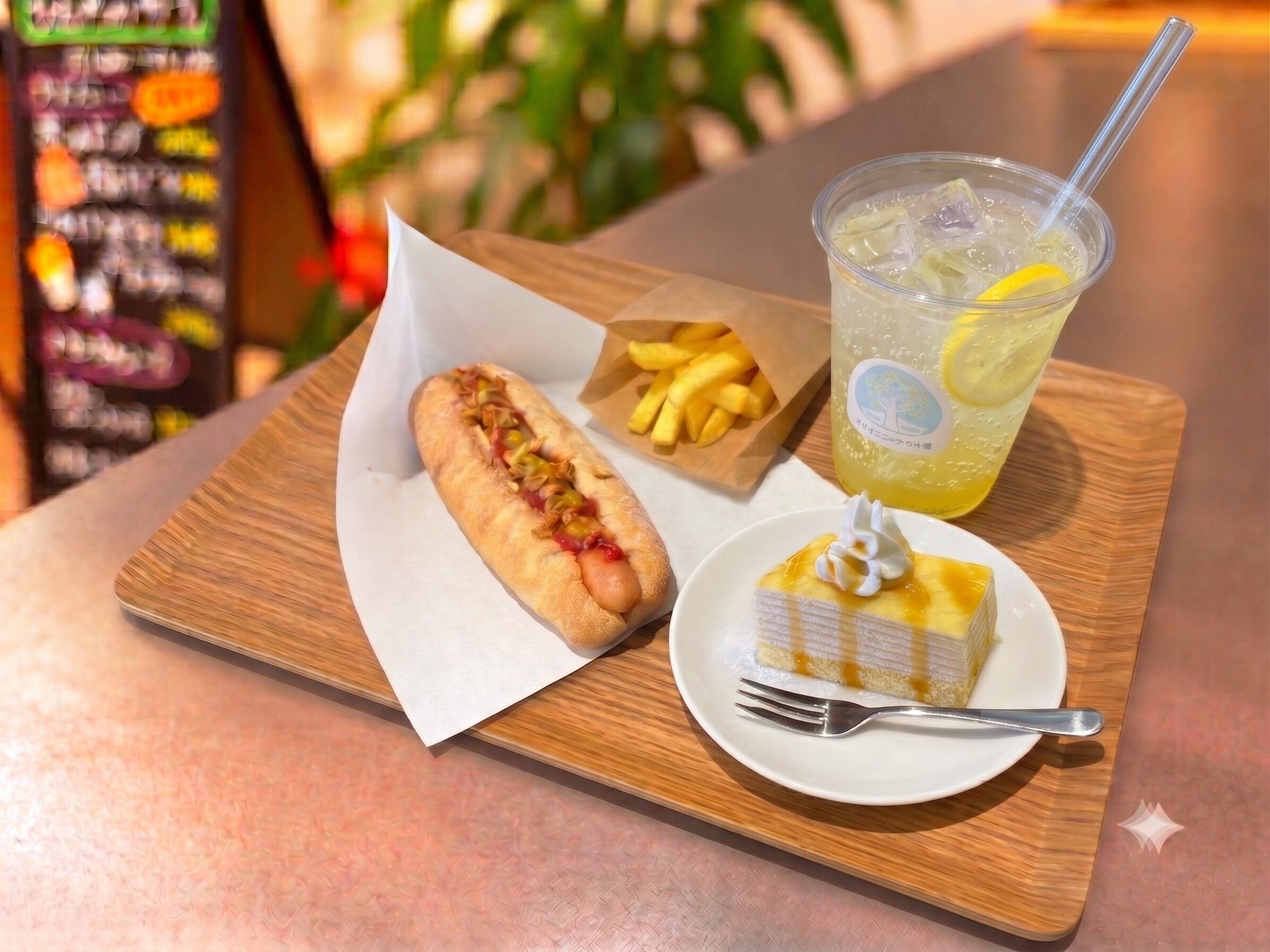 ホットドッグセット+ケーキ1種(1200円)